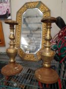 A pair of church style candlestick lamp bases. Height 44cm.