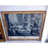 A large original black white print of Queen Victoria Golden Jubilee celebration in Westminster Abbey