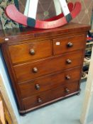 A Victorian mahogany veneered chest of drawers height 105cm, 99cm x 45cm
