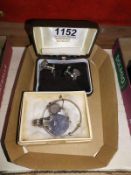 Alfred Dunhill London Silver cufflinks and other Silver items including locket and bangle etc