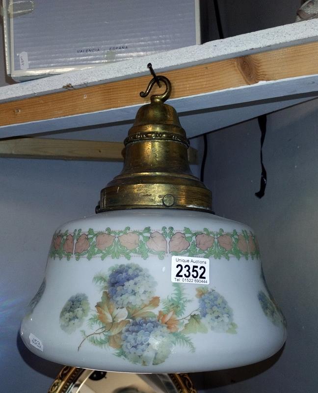 A large vintage lampshade with brass fittings 30cm x 33cm. COLLECT ONLY.