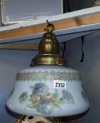 A large vintage lampshade with brass fittings 30cm x 33cm. COLLECT ONLY.