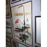 A large framed advertising poster print for Gilleleje, fishing hamlet, Denmark (64cm x 101cm)