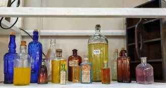 A quantity of old bottles/ medicine bottles and a butler tray. COLLECT ONLY.