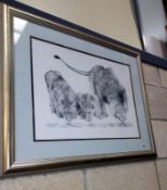 A framed & glazed limited edition print of Serengeti lion and cubs, 521 of 850 (77cm x 64cm) COLLECT