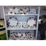 A good selection of Royal Albert Old Country Rose, plates, dishes ornaments etc. Three shelves.