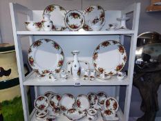 A good selection of Royal Albert Old Country Rose, plates, dishes ornaments etc. Three shelves.