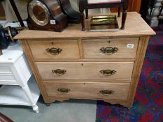 A satin Walnut chest of drawers. 92cm x 46cm x height 81cm. COLLECT ONLY.