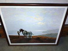 A large framed print ' The Ploughman on the sea' by Gerald Coulson 88cm x 68cm