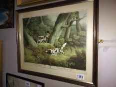 A vintage framed pheasant shooting print (55cm x 46cm) COLLECT ONLY.