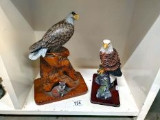 2 eagle ornaments, 1 resin and 1 carved wood, COLLECT ONLY.