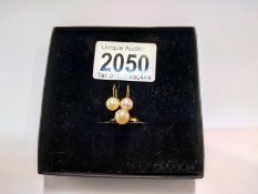 14ct gold cultured pearl earrings, gold and cultured pearl ring