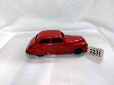 A Chad Valley tin plate clockwork car, works when tested but missing key