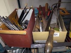 A large box of assorted files and spanners. COLLECT ONLY.