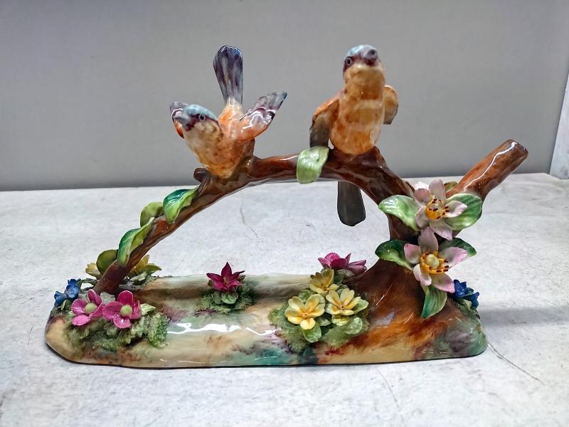A Staffordshire fine bone China birds on a branch by J.T Jones and an Italian pottery pheasant - Image 2 of 5