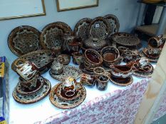 A large collection of Fosters pottery Cornwall, brown honeycomb dinner service.