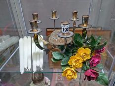 A 1970's silver plated, Six candle posy holder, candelabra centrepiece