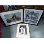 A framed & glazed print 'When peace succeeds War' & 2 Royal related prints (glass A/F)