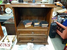 An oak two drawer unit. 51cm x 31cm x Height 64cm. COLLECT ONLY.