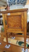 A bedside cabinet/pot cupboard with figures walnut door, 42 x 38 x 69 cm, COLLECT ONLY.