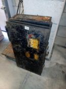 An old tin deed box trunk. 43cm x 77cm x 27cm. COLLECT ONLY.