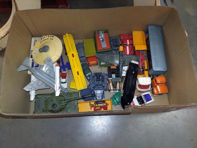 A box of play worn Dinky/Corgi and Matchbox Diecast toys. - Image 2 of 2