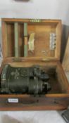 A Ross of London gun site x 3.5 binocular, patent No. 118191 with box and key.