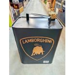 A retro Lamborghini embossed 2 gallon petrol can with brass cap COLLECT ONLY