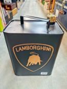 A retro Lamborghini embossed 2 gallon petrol can with brass cap COLLECT ONLY