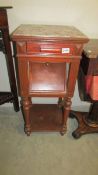 A French marble top pot cupboard, COLLECT ONLY.