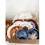 A box of collectors plates with boxes