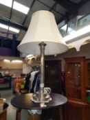 A tall white metal table lamp, height 76cm COLLECT ONLY