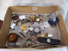 Miscellaneous costume jewellery, wristwatches and coins