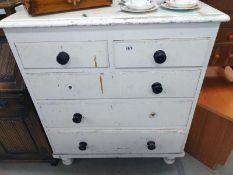 A Victorian painted pine chest of drawers. 97cm x 48cm x height 110cm.