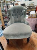 A Edwardian button back nursing chair. COLLECT ONLY.