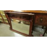 An Edwardian mahogany over mantel mirror. COLLECT ONLY.