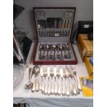 A boxed Viners cutlery set (44 piece) and a quantity of loose cutlery.