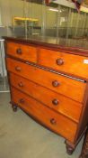 A Victorian mixed wood chest of drawers for restoration. 112 x 54 x 112 cm high.