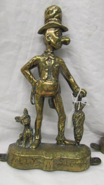 A pair of Victorian brass figures - Ally Sloper and Mrs Sloper. - Image 2 of 3
