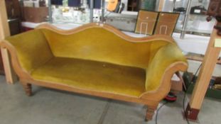 An Edwardian pale mahogany double ended chaise longue, COLLECT ONLY.