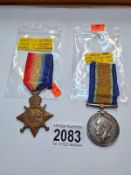 A George V WW2 medal and star for Pte T W Ingram, Royal Worcestershire Regiment.