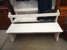 A pair of white painted garden benches. COLLECT ONLY.
