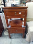 A pair of mahogany side tables with drawer 51cm x 51cm x 51cm COLLECT ONLY