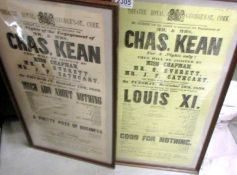 Chas Kean (1811-1868) Pair of original nineteenth century theatre posters