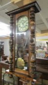 A Victorian mahogany single weight Vienna wall clock. COLLECT ONLY.