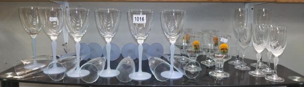 A quantity of frosted stem glassware including champagne flutes etc. COLLECT ONLY