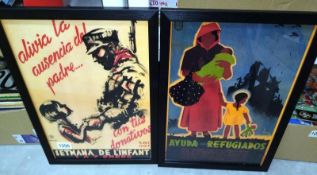 2 framed Spanish Civil War posters (frames 32cm x 44cm)