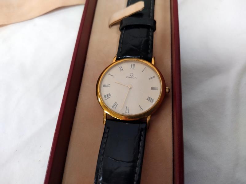 A boxed gents Omega De Ville quartz watch with leather strap - Image 2 of 3