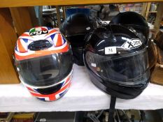 4 quality motorcycle helmets, AGV & Nolan etc. sizes XL/ L/ M