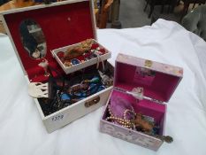 2 vintage musical ballerina jewellery boxes and contents